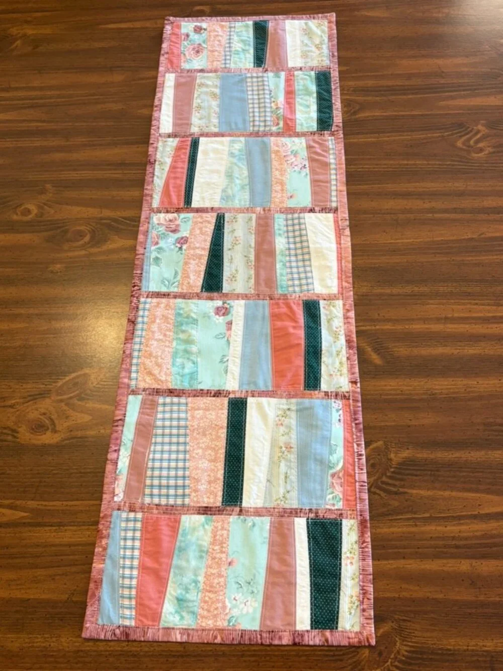 Cottagecore Patchwork Small Table Runner, Grandmacore Vintage Style Quilt